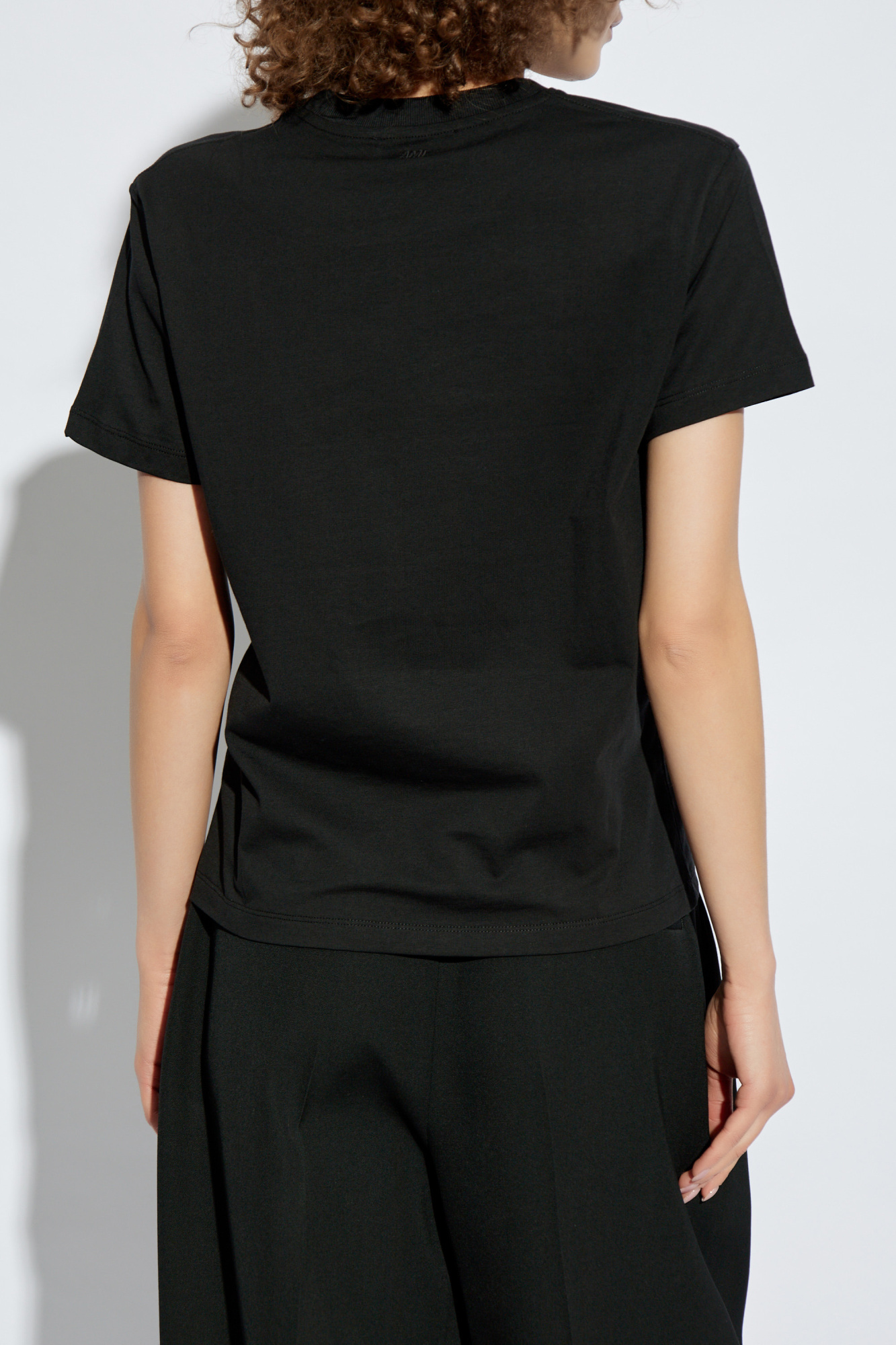 Tシャツ・カットソー AMI ALEXANDRE MATIUSSI Women Tops FTP066 AC0014001 Black Ami Alexandre Mattiussi T-shirt with logo | Women's Clothing